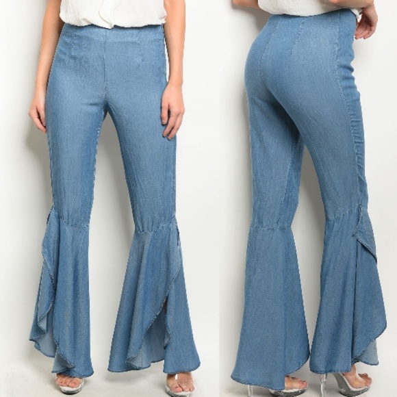 High/Low Flare Frayed Hem Jeans - Picture 4 of 7